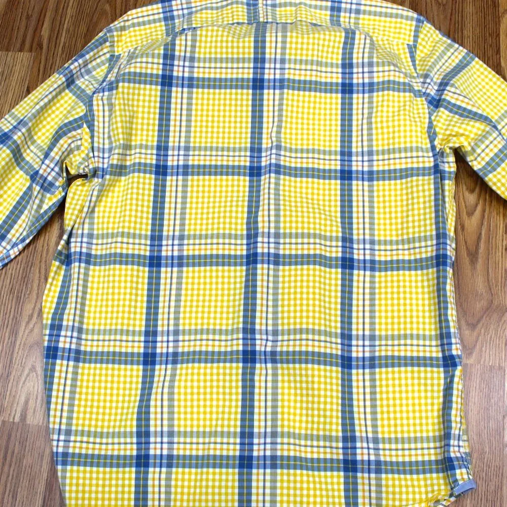 BANANA REPUBLIC REGULAR FIT 100% COTTON SHIRT YELLOW, WHITE & BLUE Sz LARGE, L